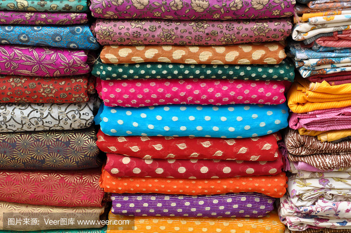 色彩鲜艳的印度亚洲纱丽面料